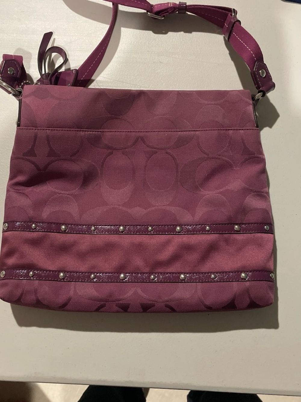 Coach Purple Signature Crossbody Bag with Studded Trim - Picture 4 of 6